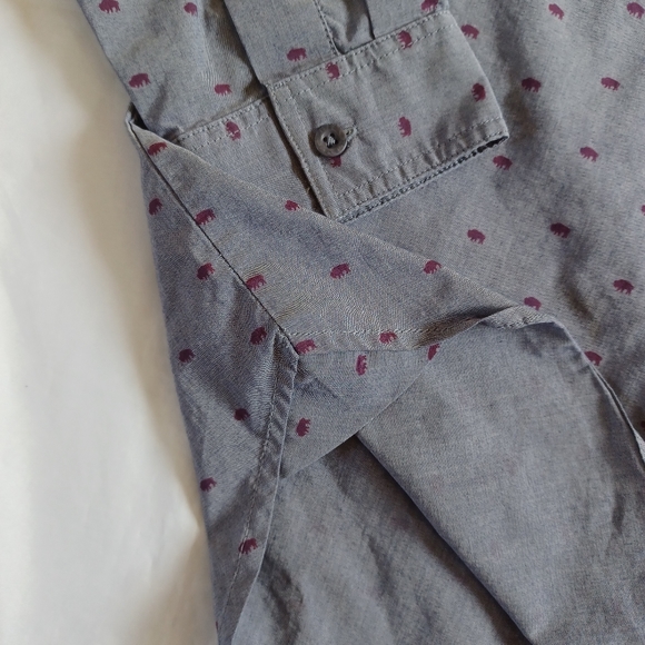 EUC United by Blue Bison Print Button Down Sport Shirt Long Sleeve Gray Size M - Picture 6 of 11